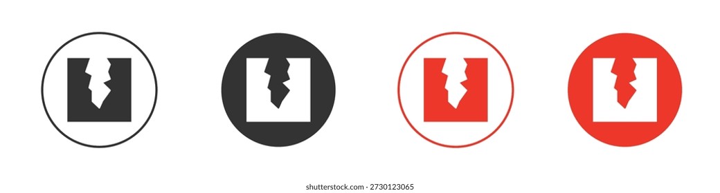 Crack icon for ui or ux isolated on white for mobile app, editable