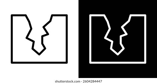 Crack icons vectors set in stroke line style.