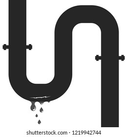 Crack and leakage in the water pipe silhouette