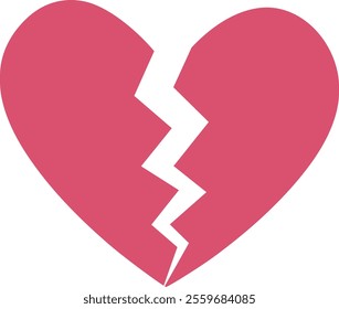 Crack love heart flat icon vector.
Broken heart shaped symbol.
Transparent background.