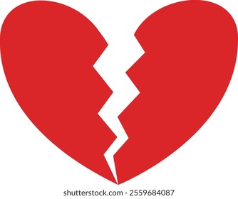 Crack love heart flat icon vector.
Broken heart shaped symbol.
Transparent background.