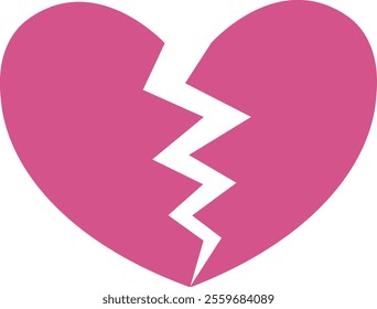 Crack love heart flat icon vector.
Broken heart shaped symbol.
Transparent background.