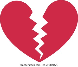 Crack love heart flat icon vector.
Broken heart shaped symbol.
Transparent background.