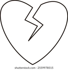 Crack love heart flat outline.
Broken heart shaped symbol.
Transparent background.