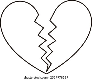 Crack love heart flat outline.
Broken heart shaped symbol.
Transparent background.