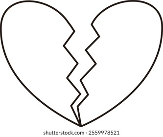 Crack love heart flat outline.
Broken heart shaped symbol.
Transparent background.