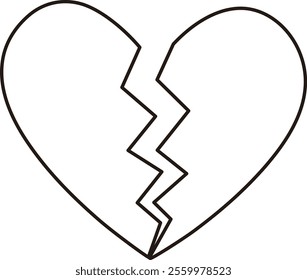 Crack love heart flat outline.
Broken heart shaped symbol.
Transparent background.