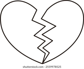 Crack love heart flat outline.
Broken heart shaped symbol.
Transparent background.