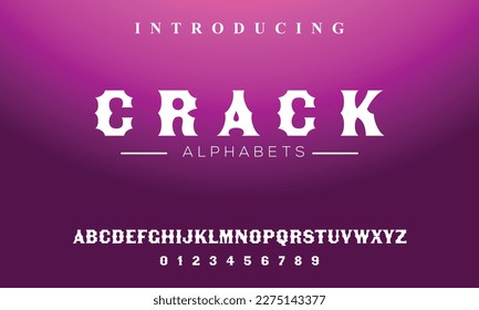 Juego de letras de tipo de letra técnico mínimo CRACK. Tipo vectorial de lujo para compañía. Diseño del logotipo de tipos de letra para juegos modernos.