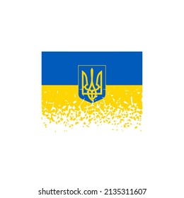 Crack on the background of the flag of Ukraine. Crisis, war and humanitarian catastrophe. Political and economic problems. The collapse of the state and the collapse of the country.