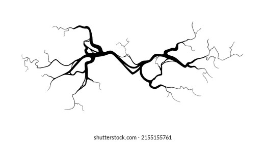 Represión sobre el hormigón o el suelo debido al envejecimiento o a la sequía. Fissure aislado de fondo blanco. Ilustración vectorial monocromática