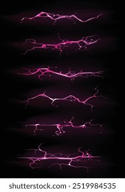 Crack on concrete or ground due to aging or drought Set of fissures isolated in white background
