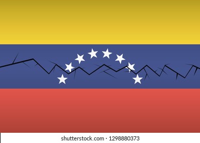 crack on the flag of Venezuela, split into two parts