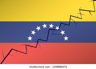 crack on the flag of Venezuela, split into two parts