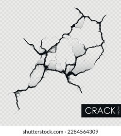 crack on the wall with broken pieces. Vector illustration - Shutterstock ID 2284564309