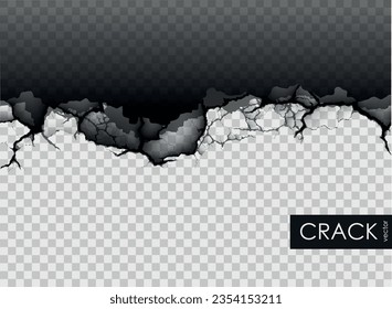 crack on the wall with broken pieces. Vector illustration