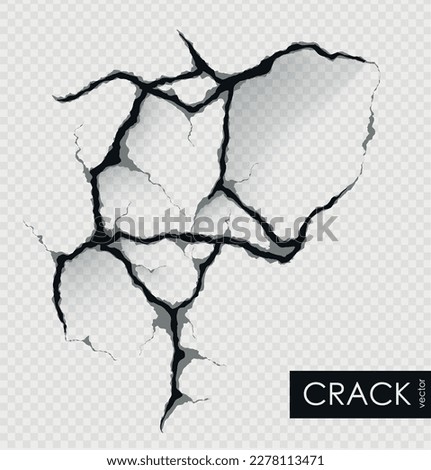 crack on the wall with broken pieces