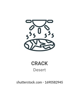 Crack outline vector icon. Thin line black crack icon, flat vector simple element illustration from editable desert concept isolated stroke on white background