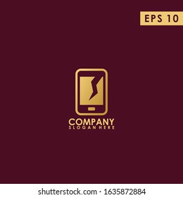 Crack Phone Logo Design Vector Template With Luxury. Modern Design. Phone Logo. Vector Illustration.