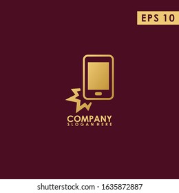 Crack Phone Logo Design Vector Template With Luxury. Modern Design. Phone Logo. Vector Illustration.