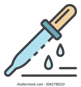 Crack pipette icon. Outline crack pipette vector icon color flat isolated on white