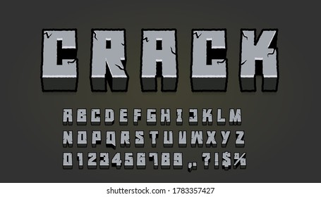 Crack rock style font design, alphabet letters and numbers, Eps10 vector.