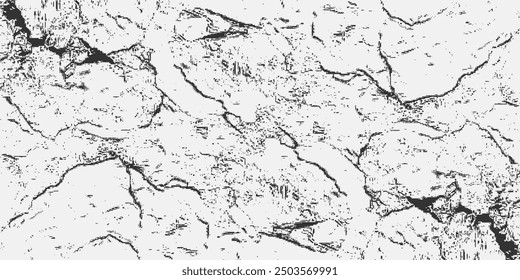 Crack seamless pattern. Repeating crackle texture. Black stone effect on white background. Repeated ground structure for prints design.