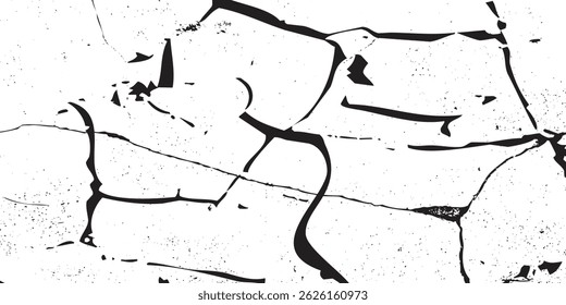 Rompe el patrón sin fisuras. Repitiendo textura crepitante. Efecto de piedra negra sobre fondo blanco. Estructura de tierra repetida para el diseño de impresiones.