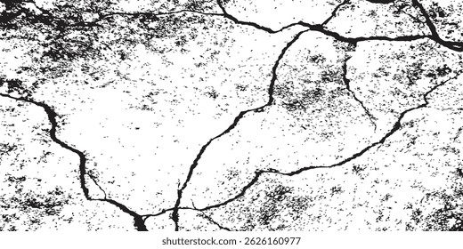 Crack seamless pattern. Repeating crackle texture. Black stone effect on white background. Repeated ground structure for prints design.
