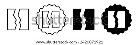 Crack set in black and white color. Crack simple flat icon vector