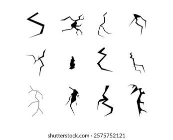 Crack silhouette vector illustration on transparent background