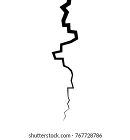 Crack in surface. Rift in earth. Realistic fracture in wall. Vector illustration.