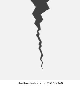 Crack in surface, rift in earth or wall. Vector illustration.