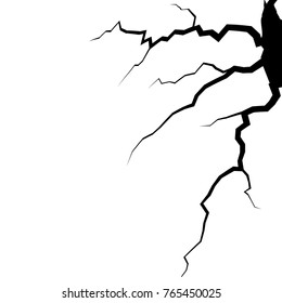 Crack in surface, rift in earth or wall. Vector illustration.