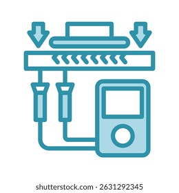 Crack Tester mini ilustração ícone de cor de tom duplo, uso para engenharia civil, indústria, construção, UI, kit UX, aplicativo e desenvolvimento web, digital ou impressão.