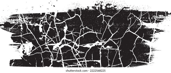 Crack texture . Grunge Paint stripe . Vector brush Stroke . Distressed banner . Black isolated paintbrush collection . Modern Textured shape . Dry border in Black 