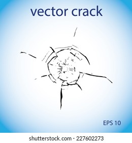Crack texture on the glass. Vector background.