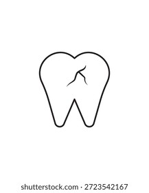 ícone de dente de rachadura, ícone de melhor linha do vetor.