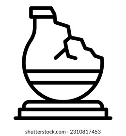 Vector de contorno de icono de jarrón de grieta. Arte de museo. Gente de la Galería