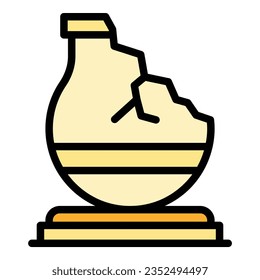 Crack vase icon outline vector. Museum art. Gallery people color flat