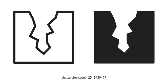 Icono de Vector de crack en negro.