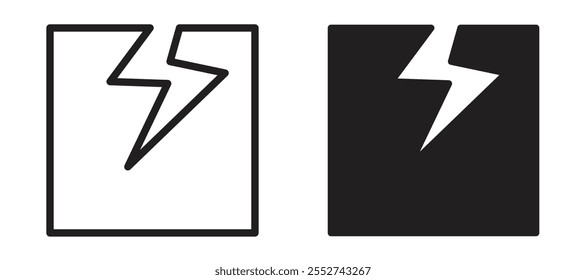 Conjunto de iconos de Vector de grietas con estilo relleno y delineado en negro.