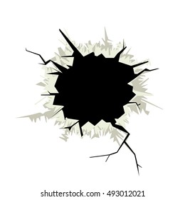 Crack in wall / Hole in the wall / damage / poster. Abstract background. Illustration.