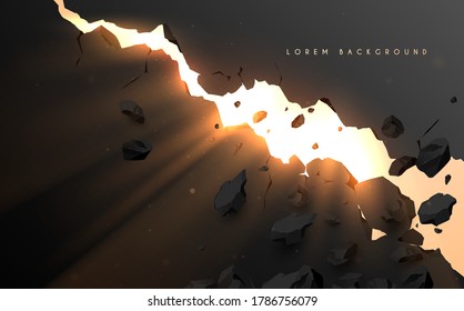 Crack wall hole with light effect