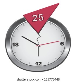 Cracked 24-hour clock with additional 25 hour