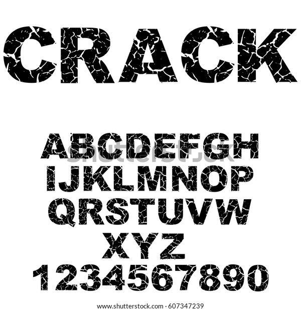 Crackter Alphabet Vektorgrafik Gebrochene Schriftart Stock Vektorgrafik Lizenzfrei