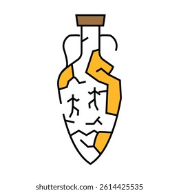 cracked amphora line icon vector. cracked amphora sign. isolated symbol illustration