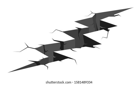 Cracked areas on white surface. Earthquake background.