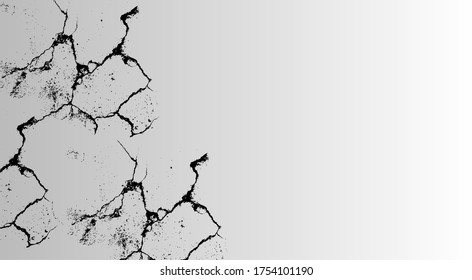 Cracked areas on white surface. Earthquake background.