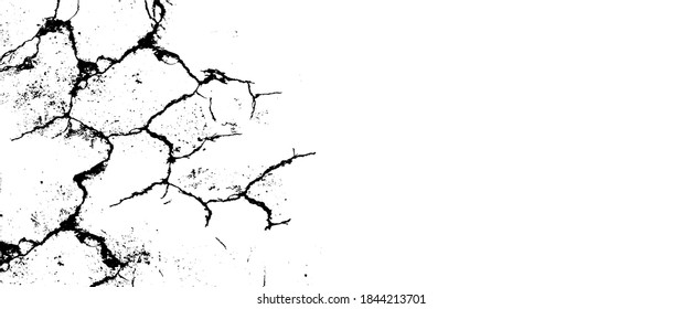 Cracked areas on white surface. Earthquake background.